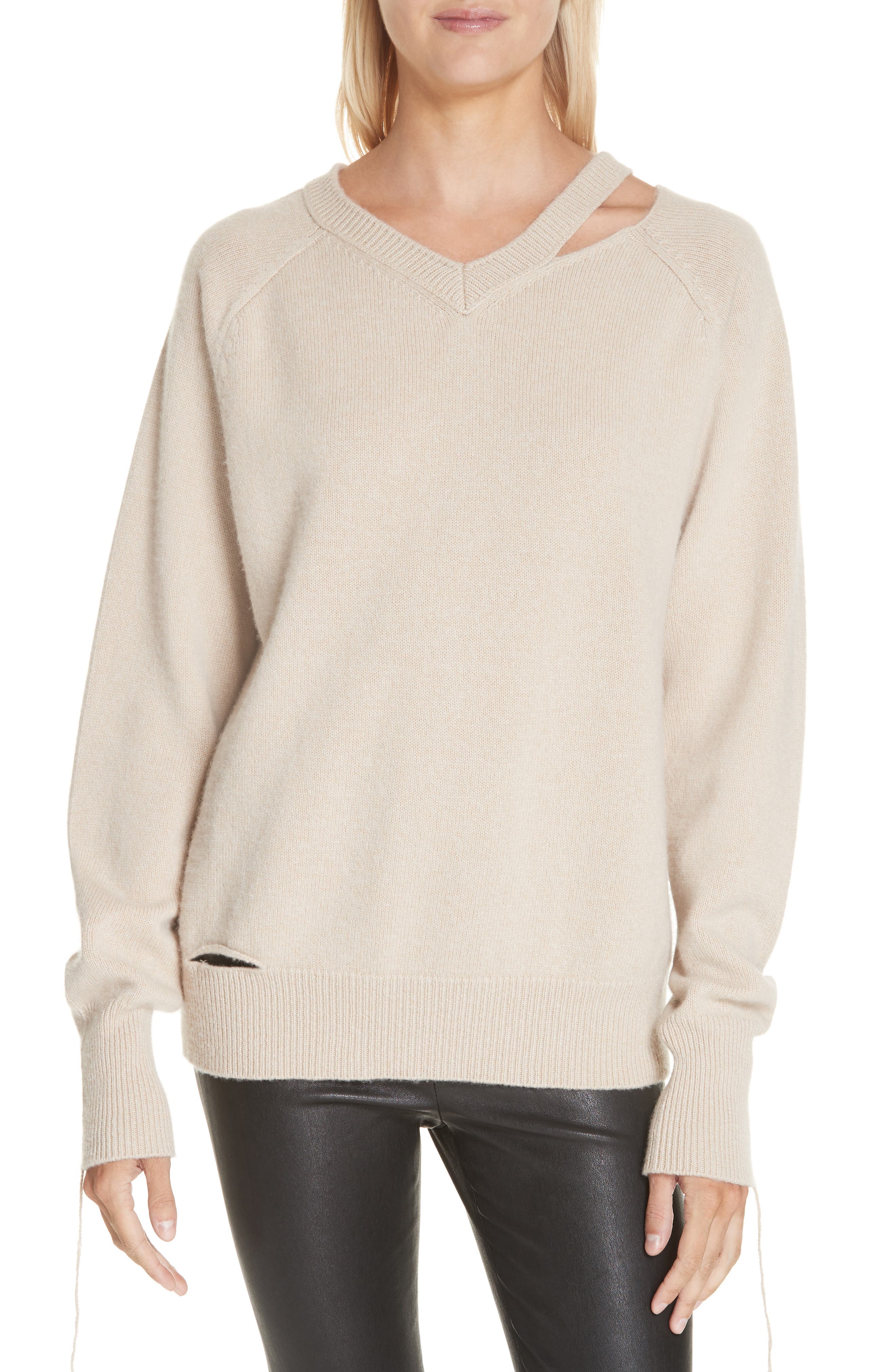 slash neck sweatshirt