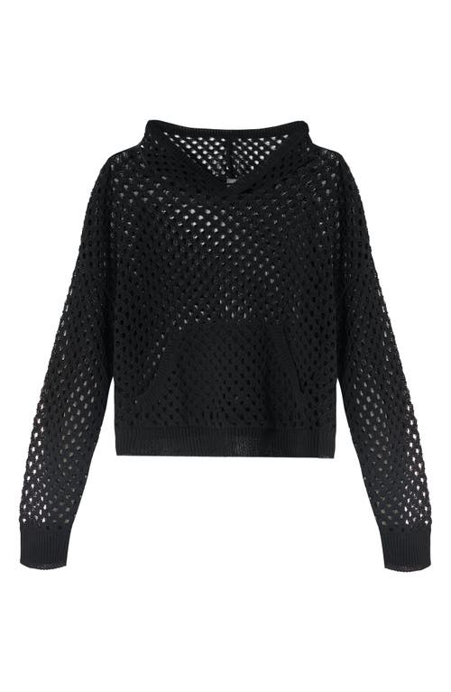 Sweaty Betty Beachside Crochet Cover-up Hoodie In Black