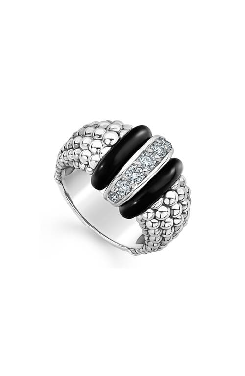 LAGOS Black Caviar Diamond Link Ring at Nordstrom
