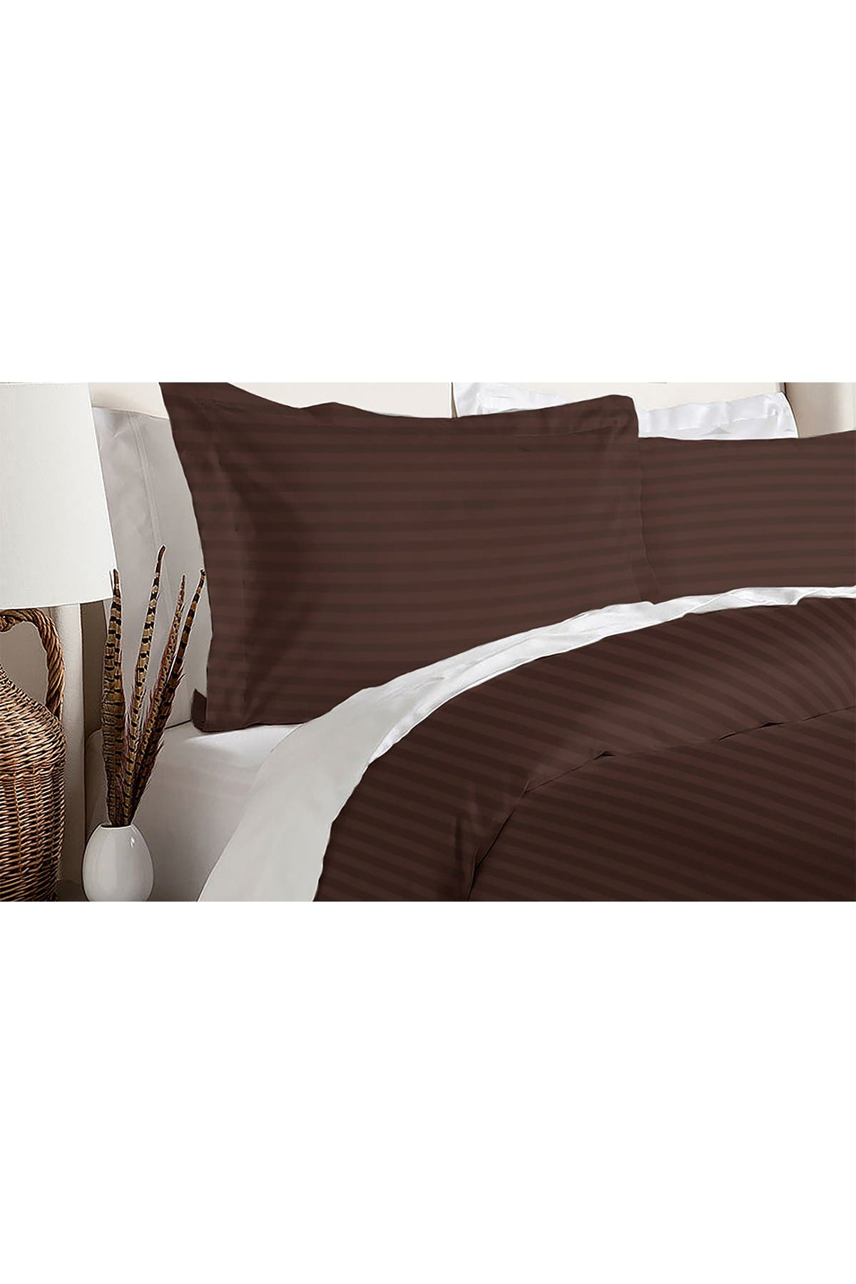 Blue Ridge Home Fashions Chocolate Damask Stripe King Duvet Cover Set Nordstrom Rack