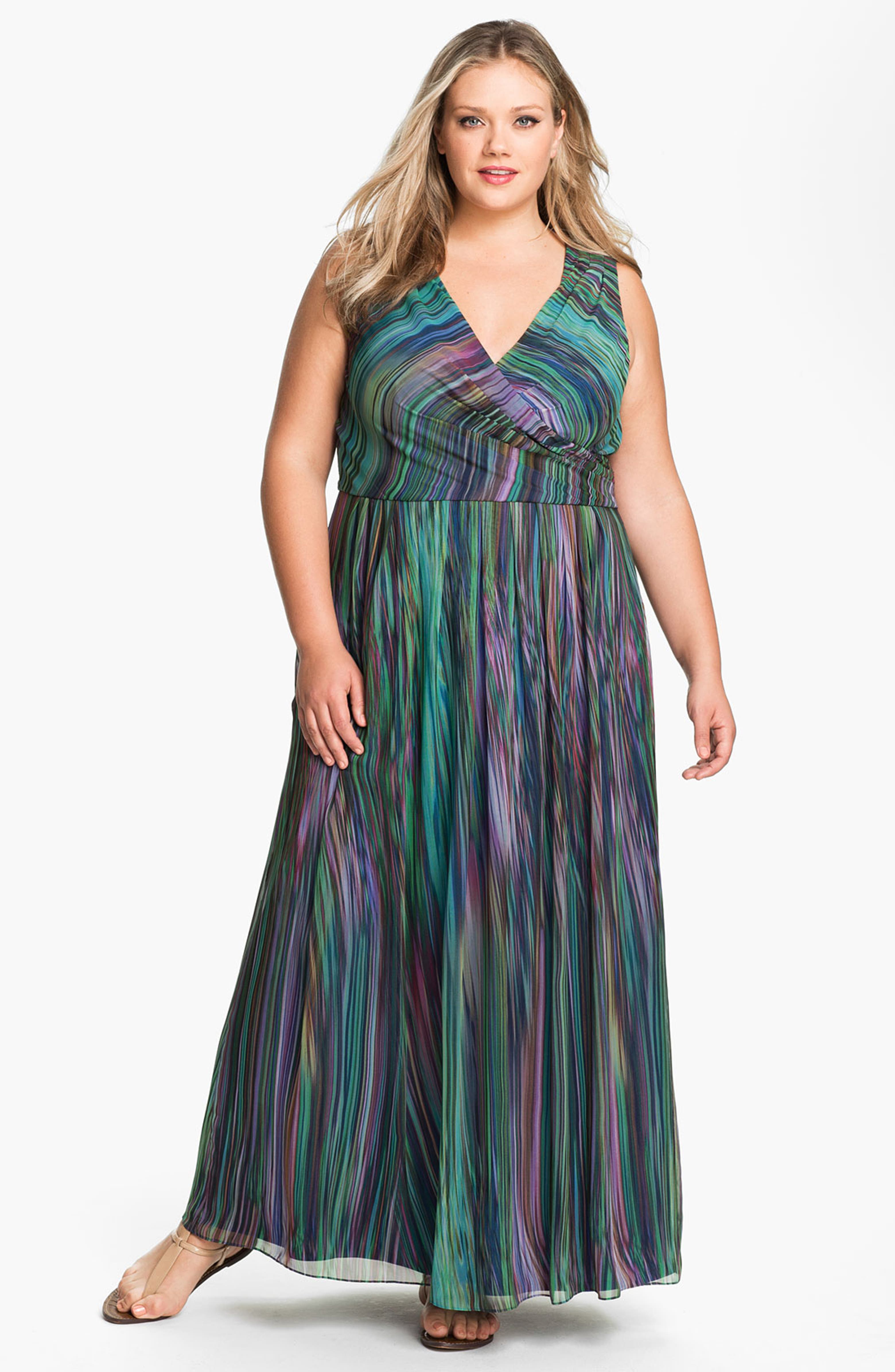 Donna Ricco Faux Wrap Maxi Dress (Plus Size) | Nordstrom