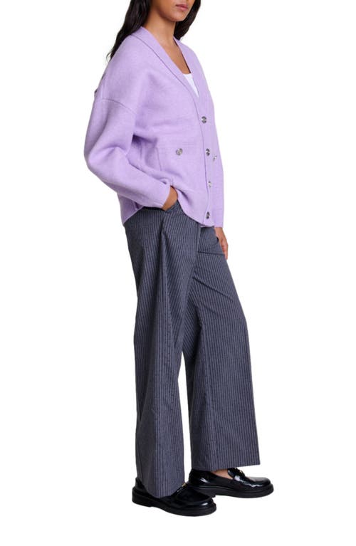 Shop Maje Longline Cardigan In Parma Violet