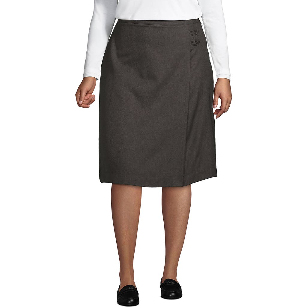 LANDS' END LANDS' END PLUS SOLID A-LINE SKIRT BELOW THE KNEE