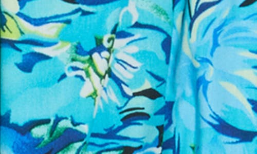 Melloday Floral Print Poplin Midi Dress In Blue Multi