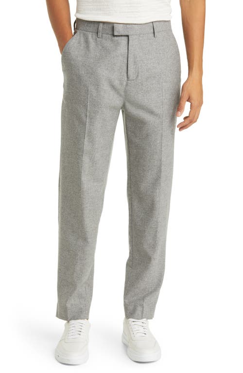 Ted Baker London Badsey Slim Fit Flat Front Cotton Blend Pants in Grey Marl