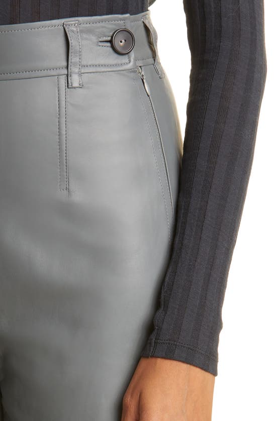 Vince Leather Wide Leg Crop Pants In Sea Stone