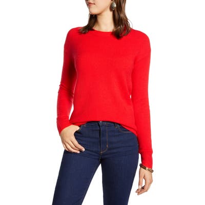 Halogen Crewneck Wool Blend Sweater, Red