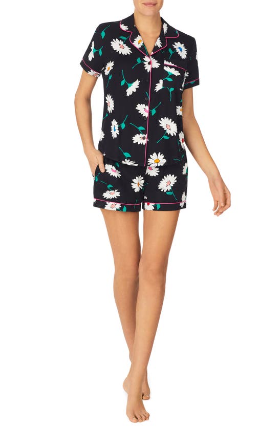 Kate Spade Print Short Pajamas In Black Print