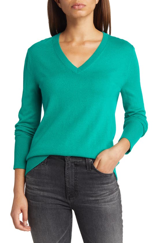 Nordstrom Merino Wool Blend V-neck Sweater In Green