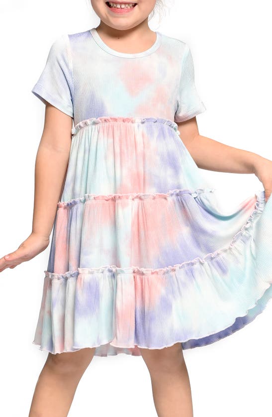 Shop Truly Me Kids' Tie Dye Tiered Dress In Blue Multi