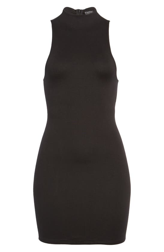 Shop Naked Wardrobe X Bare Sleeveless Mock Neck Minidress In Black