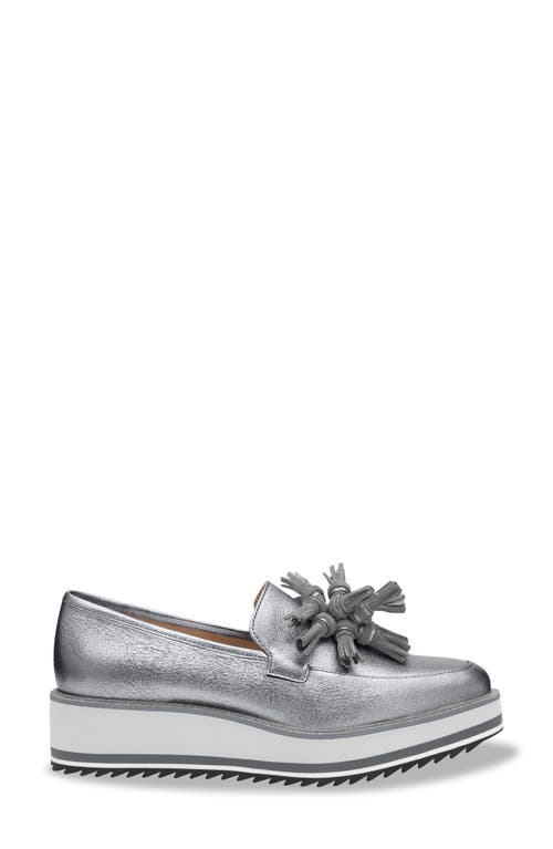 Johnston & Murphy Gracelyn Tassel Loafer In Pewter Metallic Sheepskin