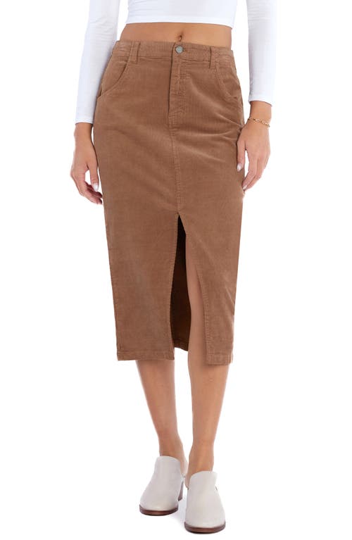 Shop Wash Lab Denim Daily Corduroy Front Slit Skirt In Caramel