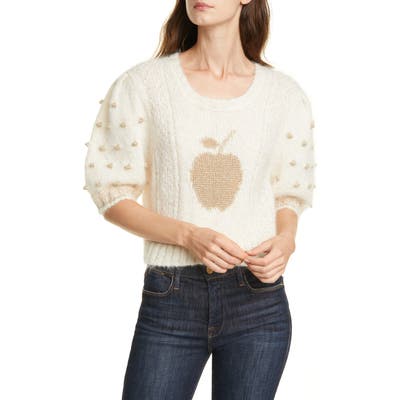 Loveshackfancy Cyrielle Mohair & Wool Blend Crop Sweater, Ivory