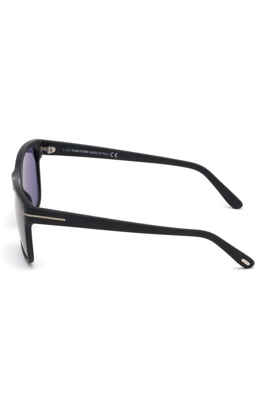 Tom Ford Giulio 57mm Geometric Sunglasses In Matte Black/ Blue Smoke
