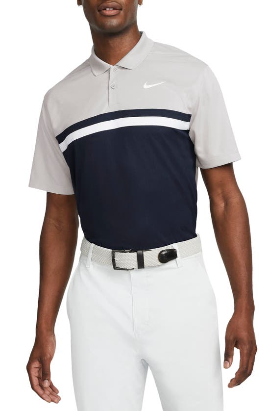 Nike Dri-fit Victory Golf Polo In Lt Grey/ Obsidian/ White