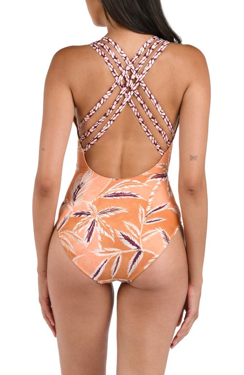 Shop La Blanca Sandy Cove Cross Back One-piece Swimsuit In Sienna