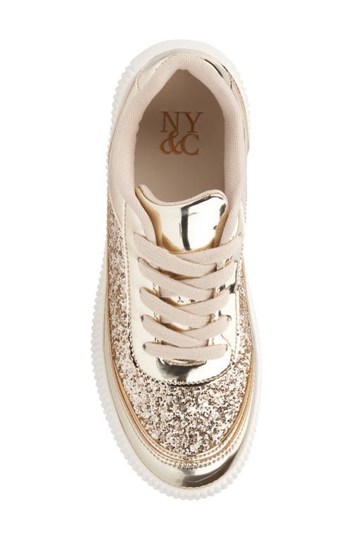 New York And Company Tana Platform Sneaker In Gold Glitter