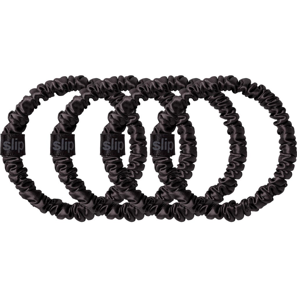 Slip Pure Silk 4-pack Skinny Scrunchies: Back To Basics Collection In Black
