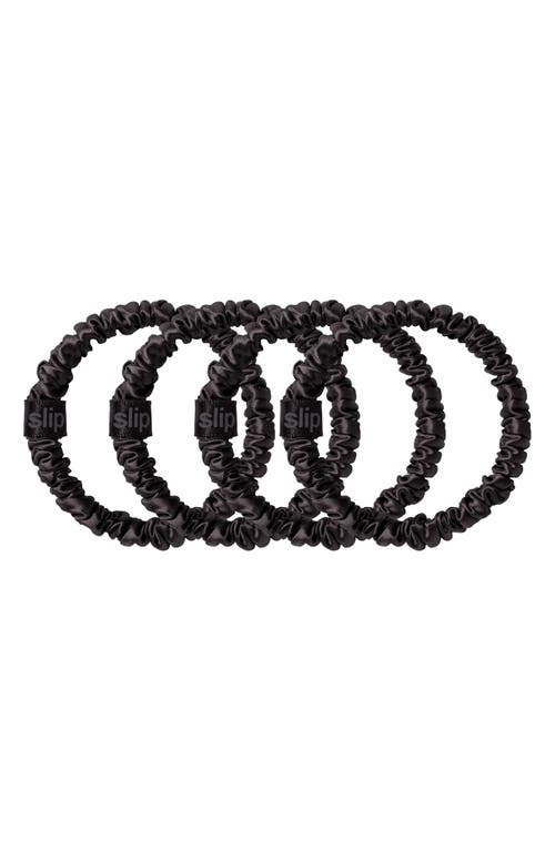 slip Pure Silk 4-Pack Skinny Scrunchies: Back to Basics Collection in Black at Nordstrom