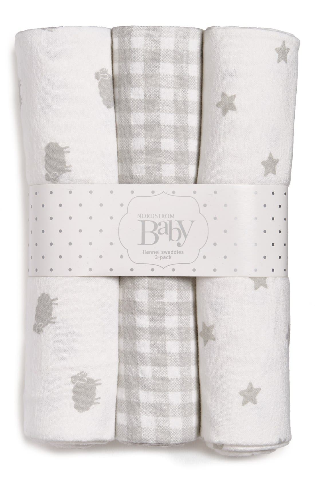 Nordstrom Baby Cotton Flannel Swaddles (3Pack) Nordstrom