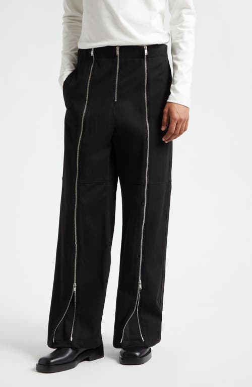 Jil Sander Zip Detail Cotton Pants Black at Nordstrom, Us
