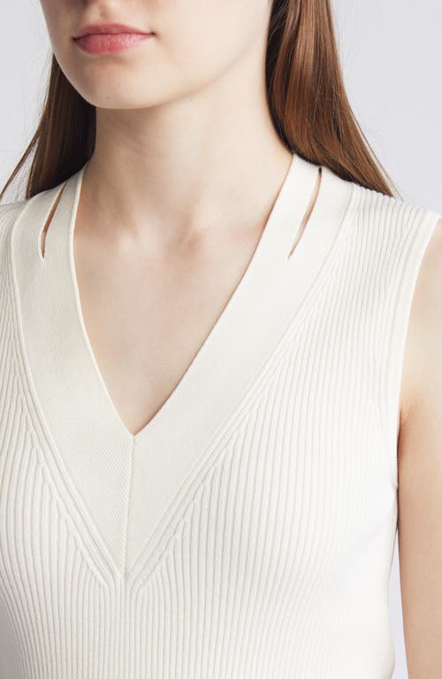 Shop Hugo Boss Boss Fality Cutout Sleeveless Sweater In Soft Cream