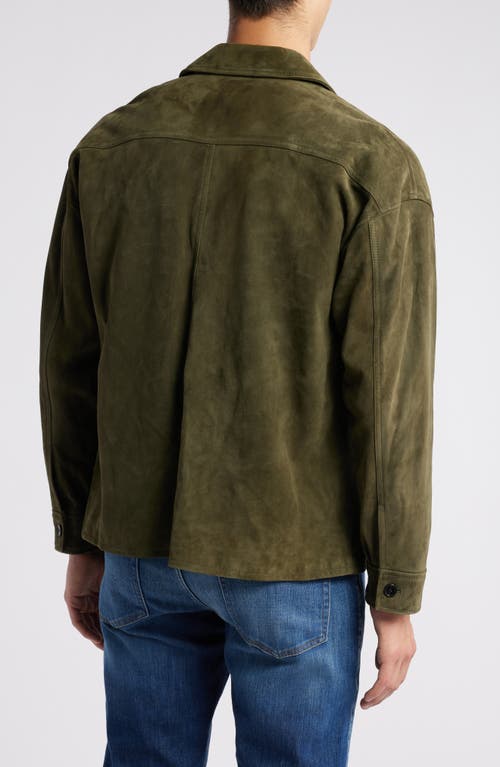 Shop Frame Clean Suede Jacket In Dark Olive