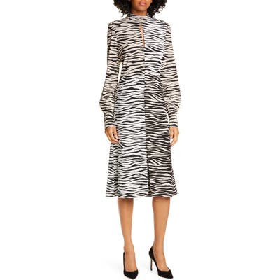 A.l.c. Kennedy Long Sleeve Tiger Print Dress, White