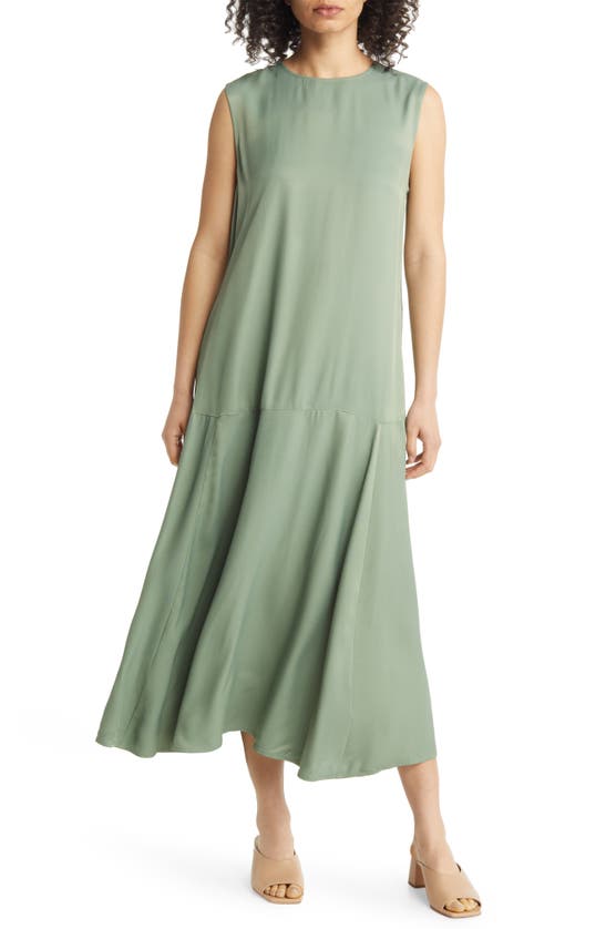 Nordstrom Twill Sleeveless Maxi Dress In Green Dune