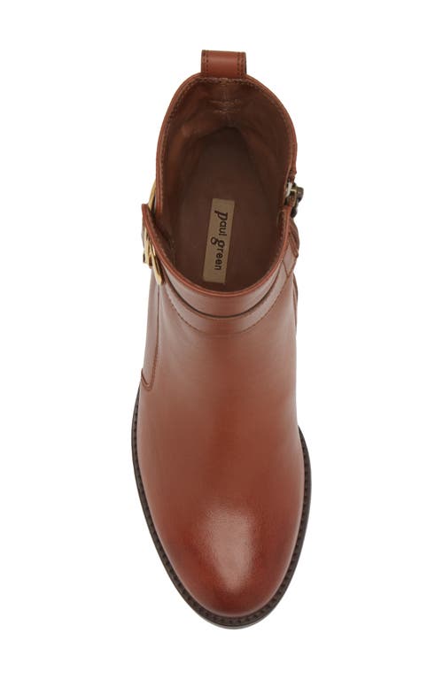 Shop Paul Green Vanessa Block Heel Bootie In Cognac Leather