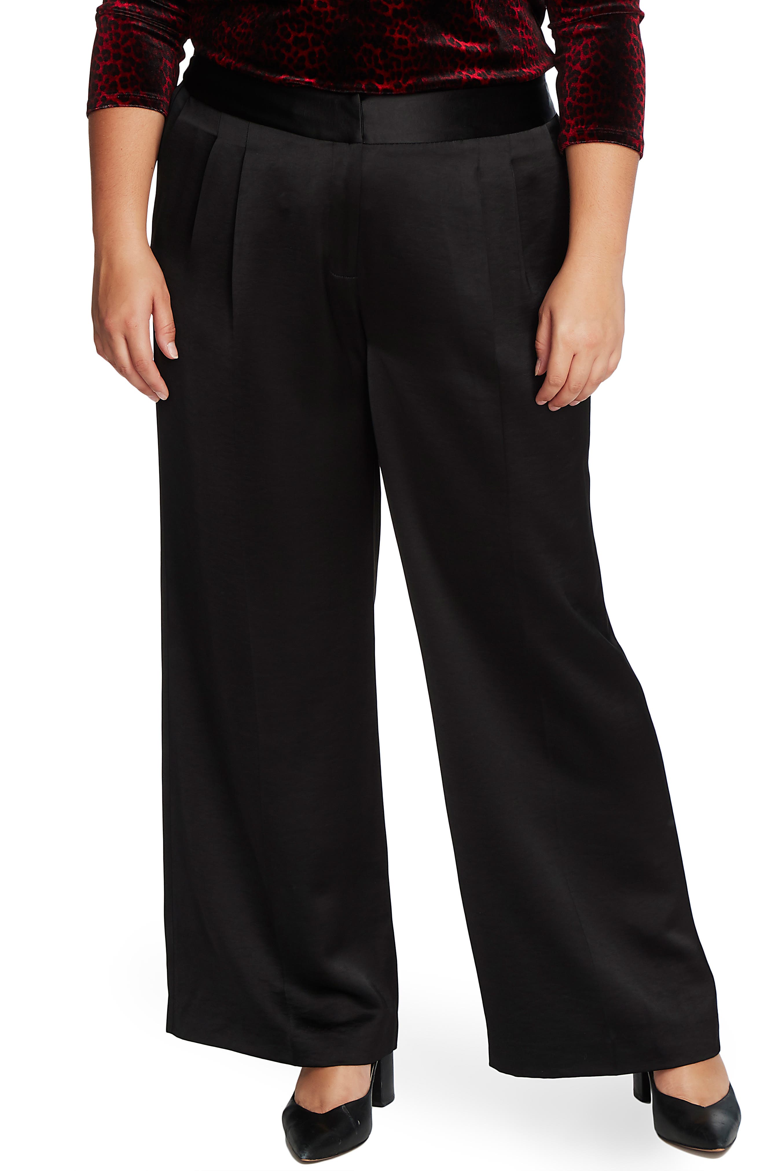 plus size black satin pants