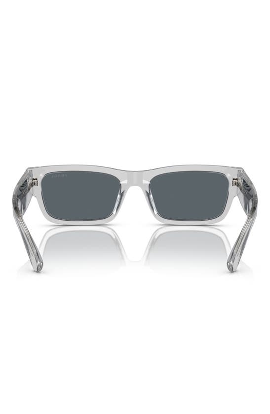 Shop Prada 56mm Rectangular Polarized Sunglasses In Shiny Gunmetal