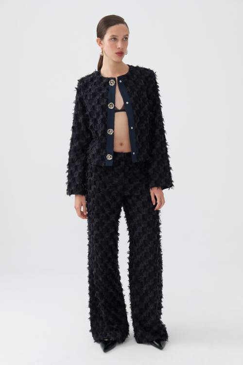 Shop Nocturne Tasseled Wide Leg Pants In Black