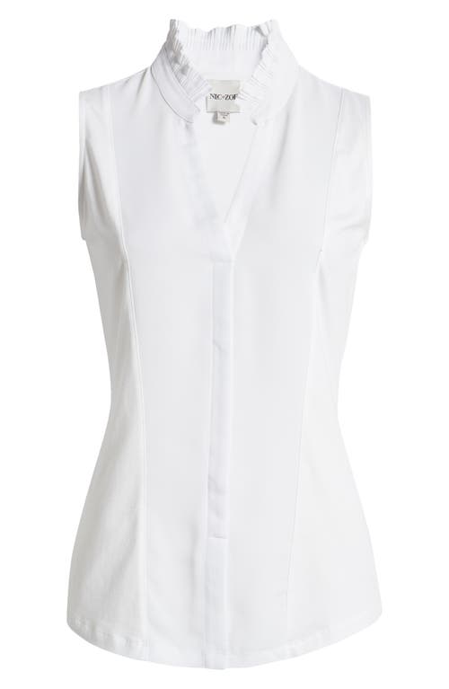 Shop Nic + Zoe Nic+zoe Mixed Media Pleat Neck Sleeveless Top In Paper White