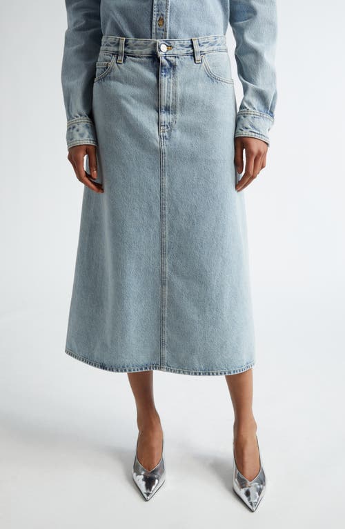 TOTEME Organic Cotton Denim Midi Skirt Cool Blue at Nordstrom, Us