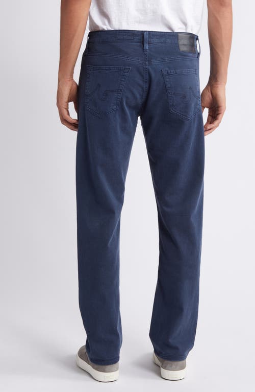 Shop Ag Everett Slim Straight Leg Cotton & Linen Blend Jeans In Sulfur Deep Navy