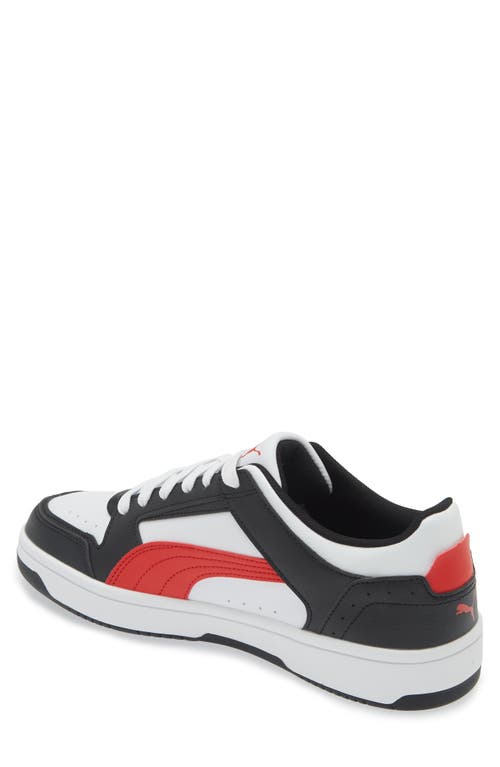 Puma Rebound Joy Low Top Sneaker In White-red-black