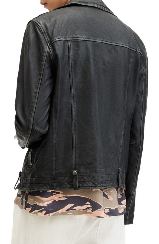 Shop Allsaints Rosser Leather Biker Jacket In Black/ Grey