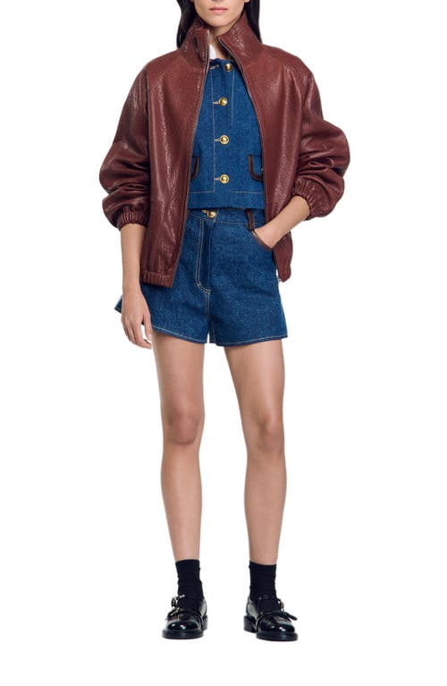 【SANDRO】Jordan Leather Jacket Sandro Jordan Leather Jacket In Bordeaux | ModeSens