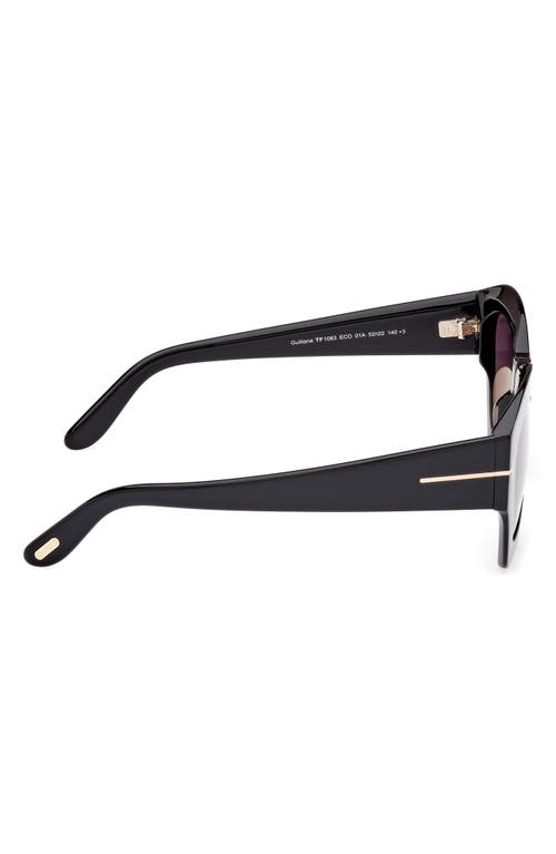 Shop Tom Ford Guilliana 52mm Geometric Sunglasses In Shiny Black/smoke