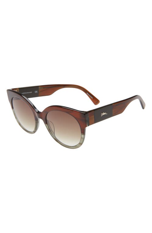 Shop Longchamp 53mm Gradient Round Sunglasses In Brown/sage/khaki Gradient