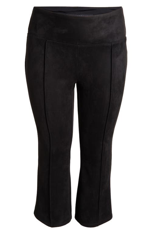 Shop Liverpool Pearl Pintuck Stretch Faux Suede Crop Flare Pants In Black