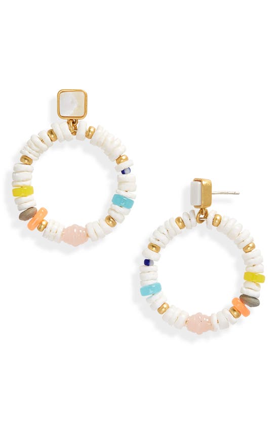 Madewell Puka Shell Hoop Earrings In Neon Coral Multi
