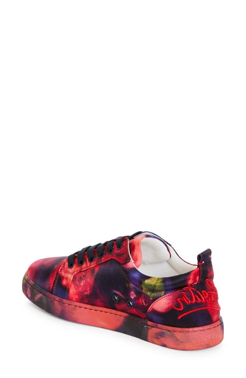 Shop Christian Louboutin Fun Louise Junior Silk Low Top Sneaker In Red Multi