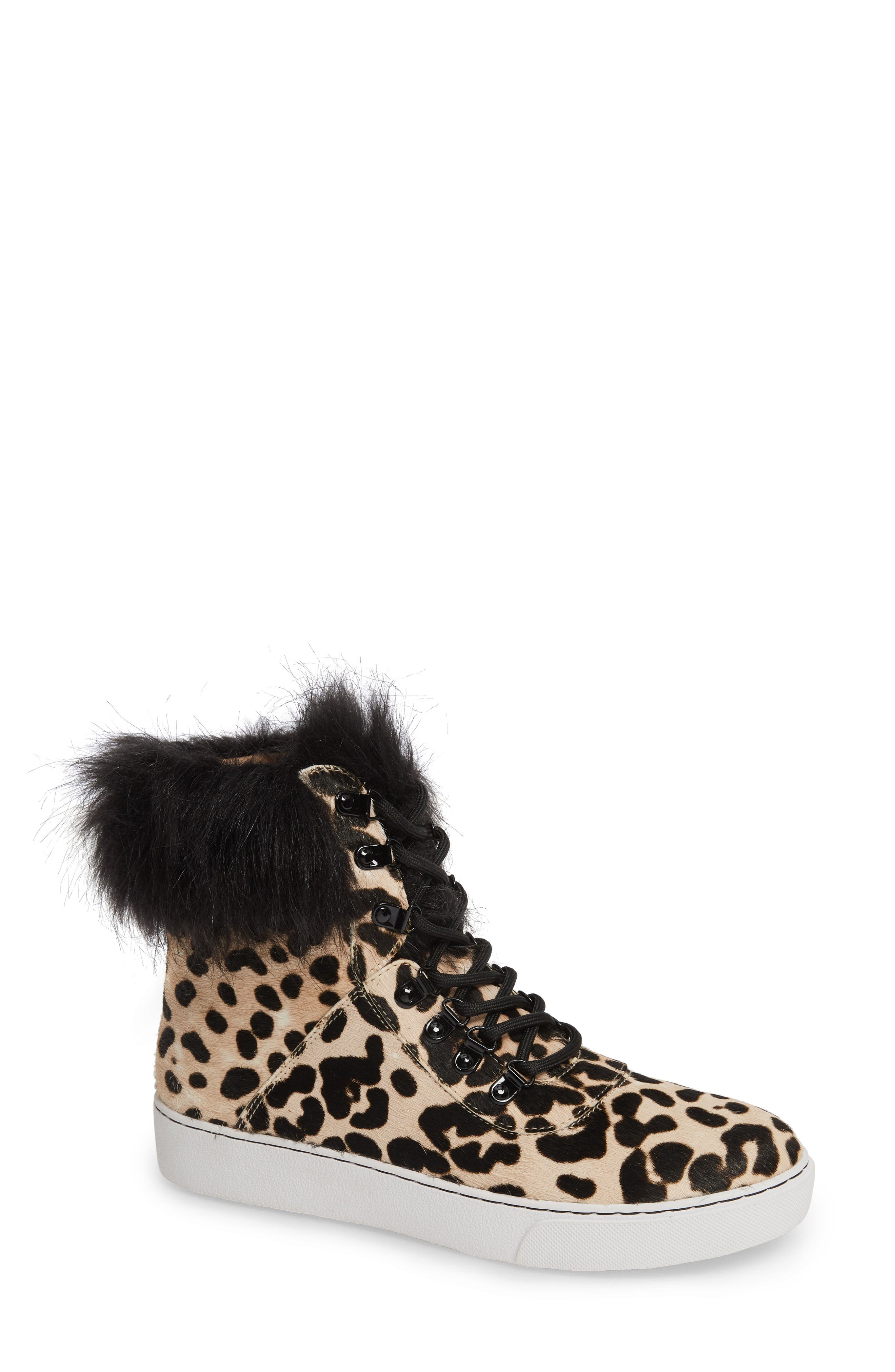 Linea Paolo Gigi Ii Genuine Calf Hair & Faux Fur High Top Sneaker- White