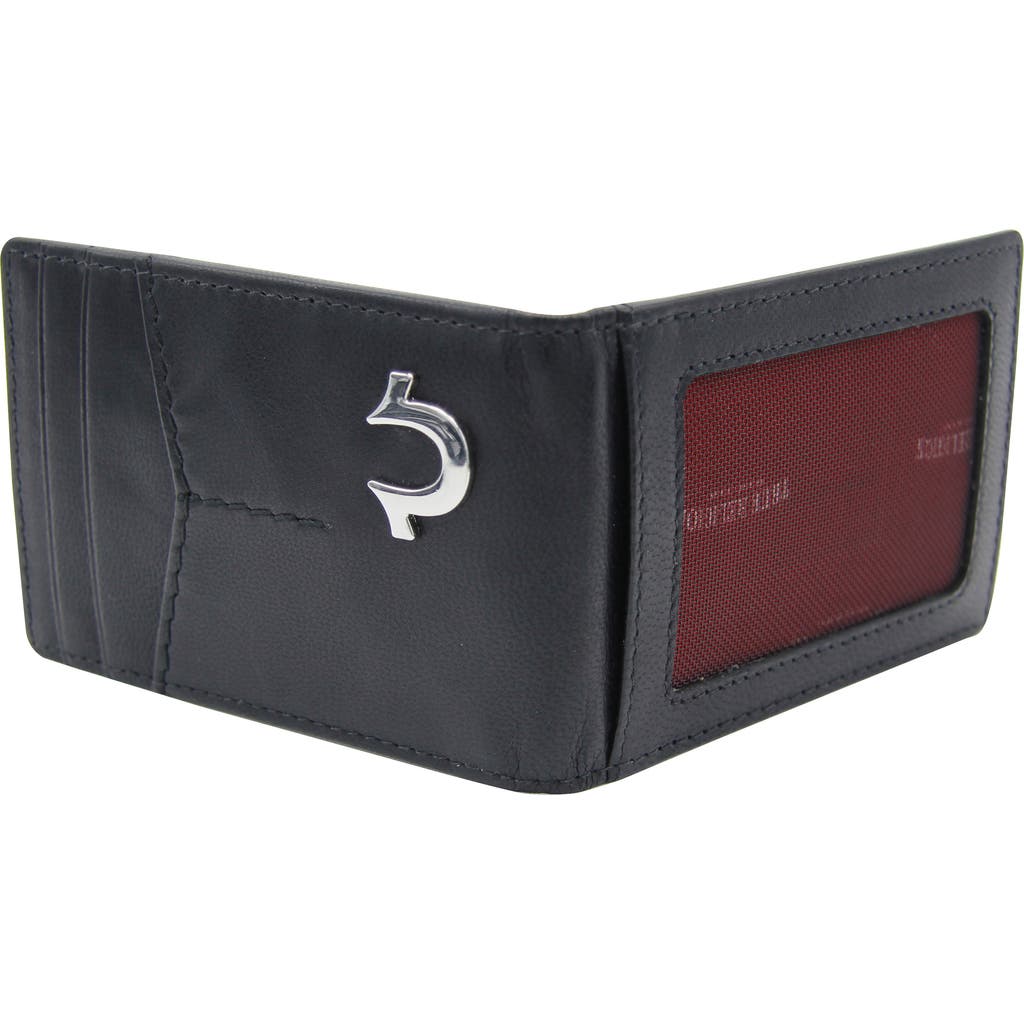 True Religion Brand Jeans Hawn Leather Bifold Wallet In Black/silver