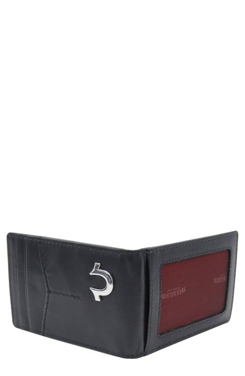 True Religion Brand Jeans Hawn Leather Bifold Wallet In Black/silver