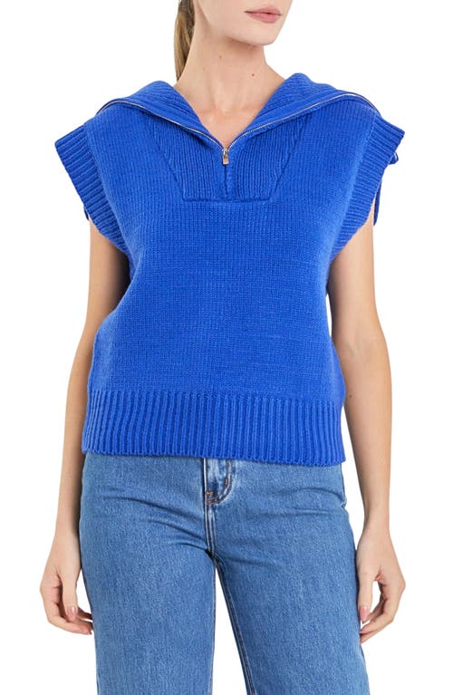 English Factory Zip Mock Neck Cap Sleeve Sweater at Nordstrom,