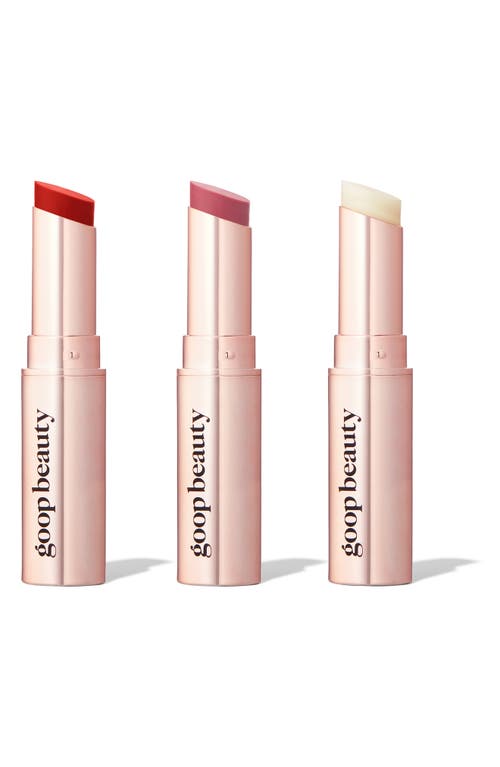 Shop Goop Clean Nourishing Lip Balm Trio In Tomato/peony/clear